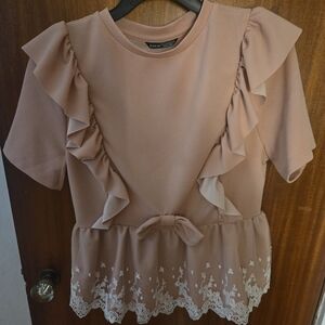 Elegant Pink Ruffle Top